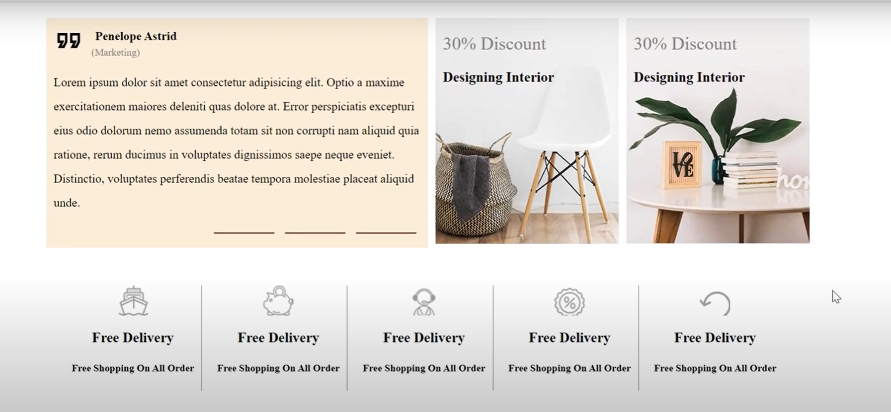 Website for a furniture company